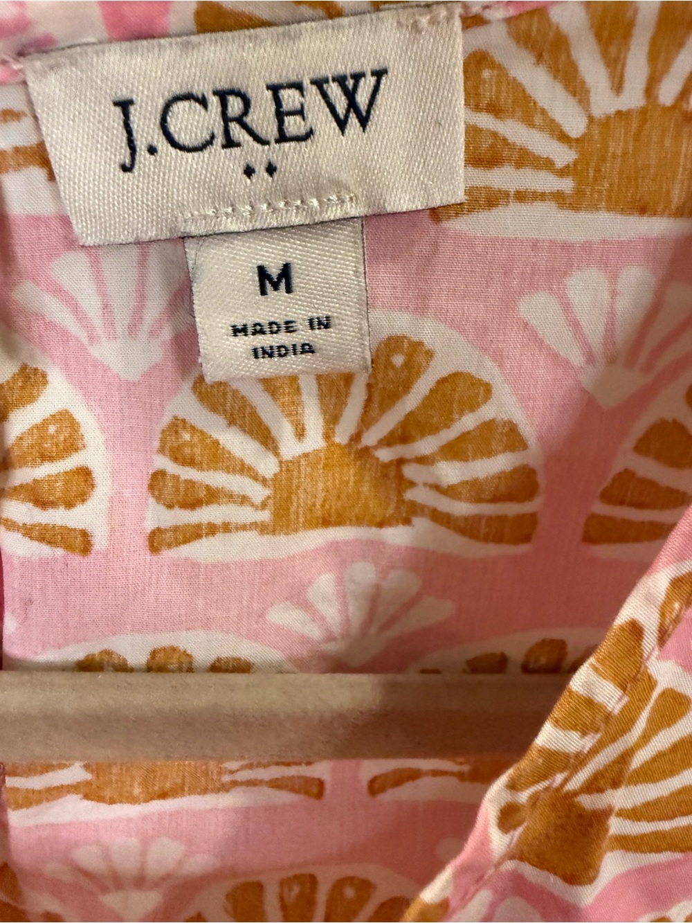 J. Crew Pink & Yellow Patterned Short Sleeve Smocked Top - Picture 2 of 3